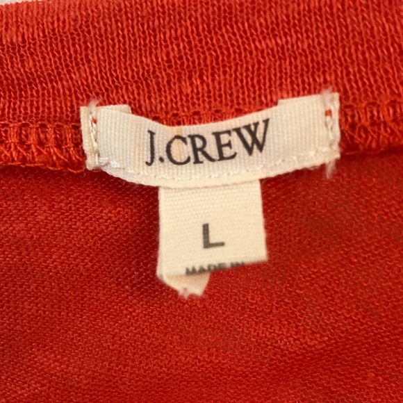 J. Crew Dark Orange 100% Linen Burnout Tee - Picture 2 of 7